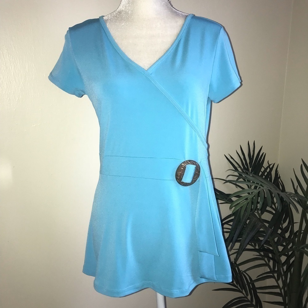 Style & Co Stretch V Neck Short Sleeve Women  Top M*